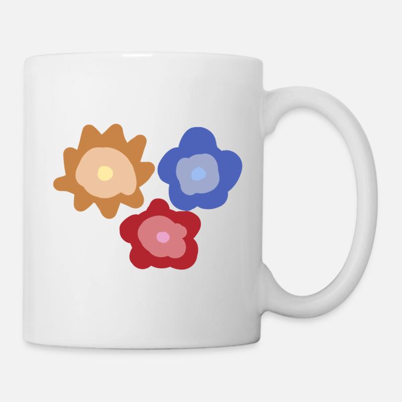 Abstrakte Blumenkreise - Tasse - Weiß