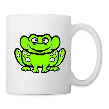 grenouille crapaud rire drôle idiot effronté assis bande dessinée - Mug blanc - blanc - Droite