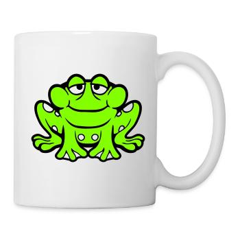 Frosch Kröte lächelt lustig sitzt Comic glücklich - Tasse - Weiß - Rechts