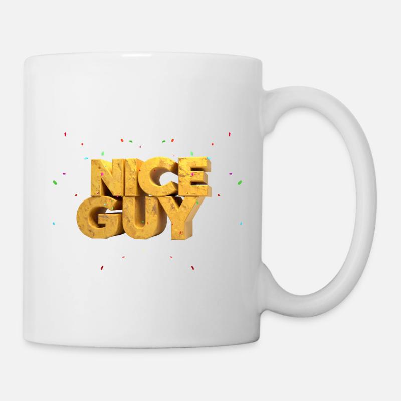 Nice Guy – Monumentale Sandstein-Buchstaben & Konf - Tasse - Weiß