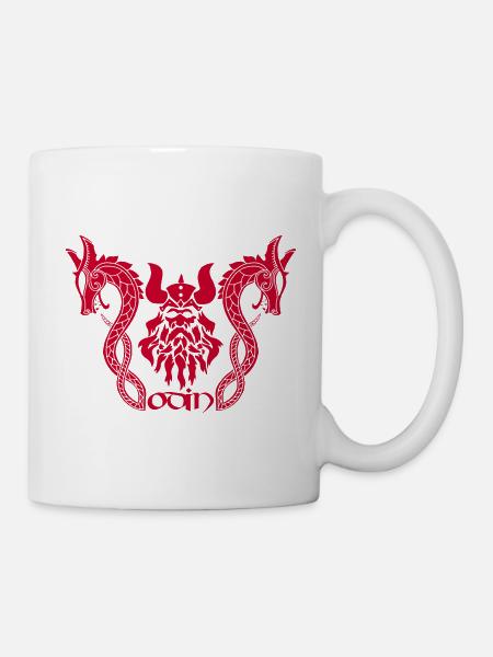 Dieu nordique Odin et dragons rouges - Mug blanc - blanc