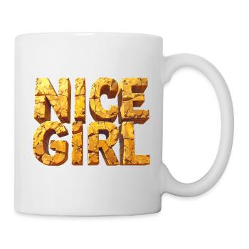 Nice Girl – Monumentale Buchstaben am Himmel - Tasse - Weiß - Rechts