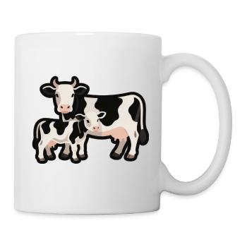 Kuh und Kalb – Liebe in Schwarzweiß - Tasse - Weiß - Rechts