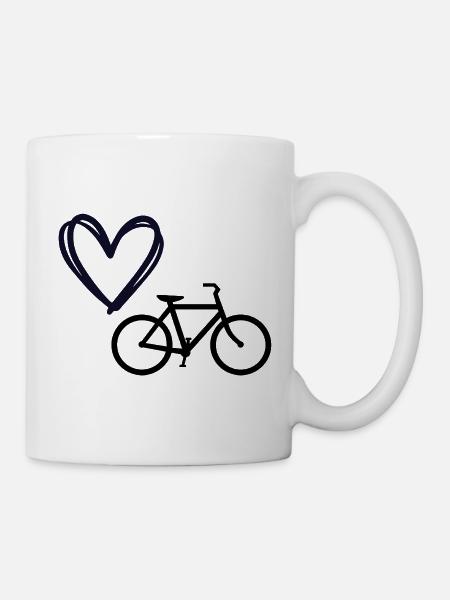 Fahrrad Liebe Design mit Herz und Fahrrad - Tasse - Weiß