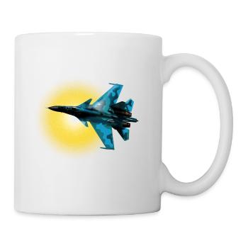 Blau Camouflage Kampfflugzeug Sonnenkreis - Tasse - Weiß - Rechts