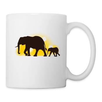 Elephant family at sunset - Mug - white - Right
