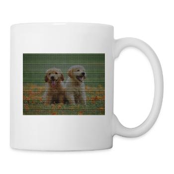 Two Labrador Retriever puppies with triangle pattern - Mug - white - Right