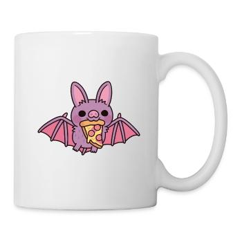 Cute Flying Vampire Bat With Pizza - Mug - white - Right