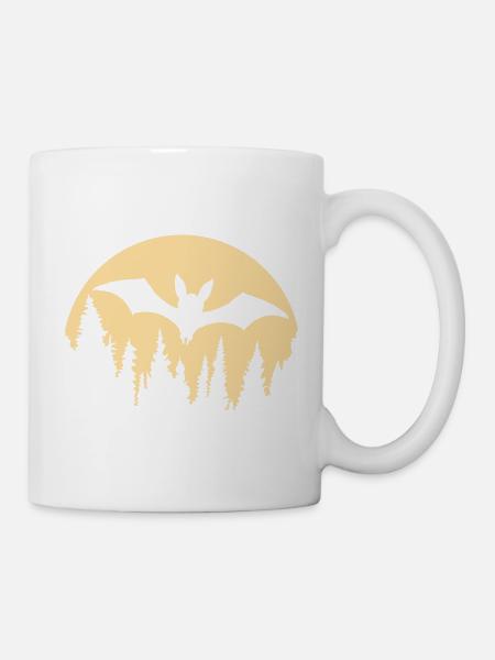 Fledermaus Silhouette cool Mond Wald Halloween Fun - Tasse - Weiß