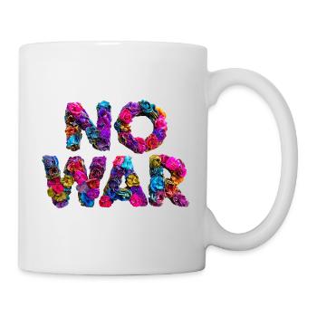 Blumenbuchstaben NO WAR, Kein Krieg - Tasse - Weiß - Rechts