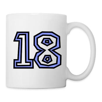 18. 18 JAHRE ALT. 18-JÄHRIGES JUBILÄUM. 18. GEBURTSTAG. - Tasse - Weiß - Rechts