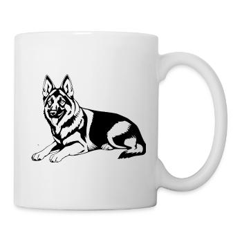 Schäferhund Hunde T-shirt Geschenk - Tasse - Weiß - Rechts