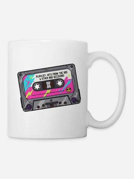 Neon Kassette Playlist 90er Jahre - Tasse - Weiß