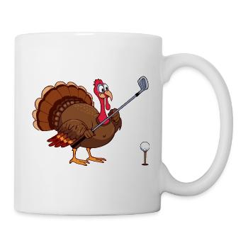Drôle de dinde jouant au golf Thanksgiving - Mug blanc - blanc - Droite