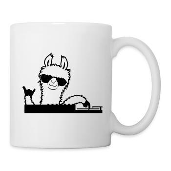 Lama DJ Cool Party Musik Auflegen Sonnenbrille süß - Tasse - Weiß - Rechts