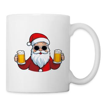 Cooler Weihnachtsmann mit Bier - Tasse - Weiß - Rechts