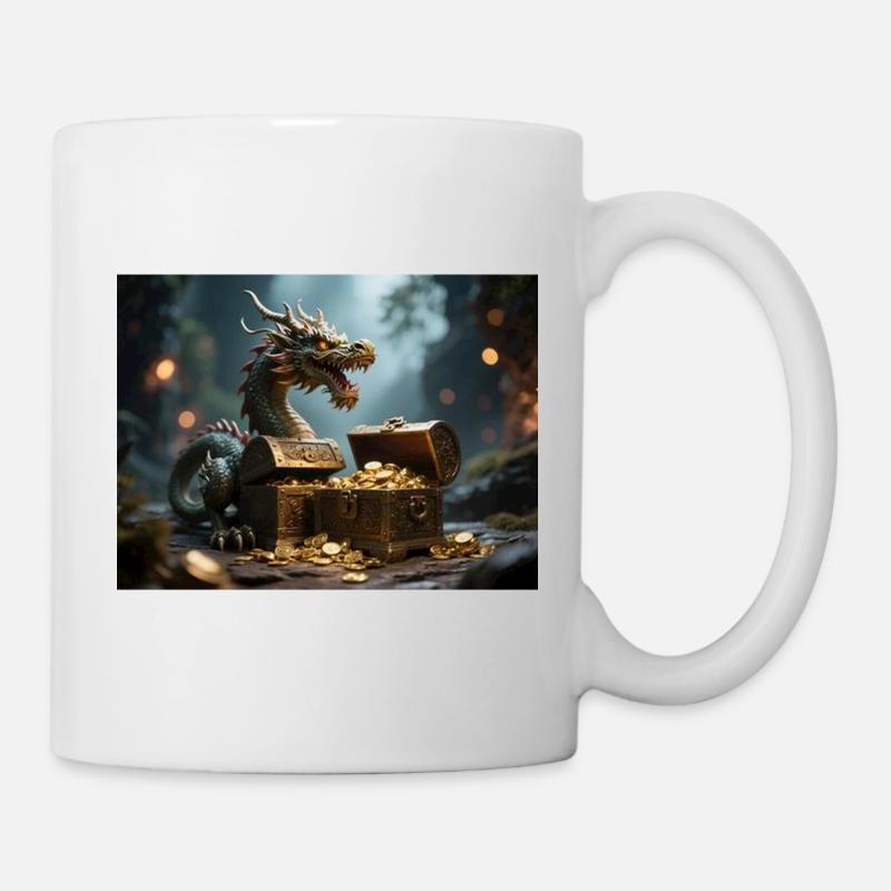 Trésor de dragon dans le dragon de feu - Mug blanc - blanc