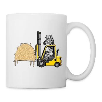 Lustiges Zebra Staplerfahrer Spaghetti Italienisch - Tasse - Weiß - Rechts