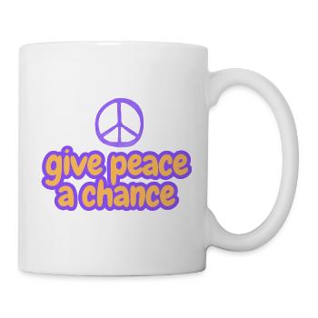Peace Now Bubble Font "Give Peace A Chance" - Mug - white - Right