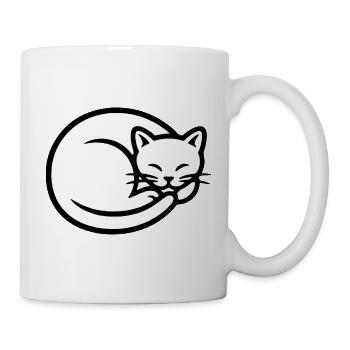 Schläfrige Katzensilhouette - Tasse - Weiß - Rechts