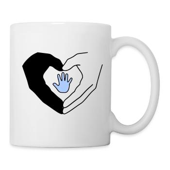 Famille Mains Coeur Amour Protection Vecteur - Mug blanc - blanc - Droite