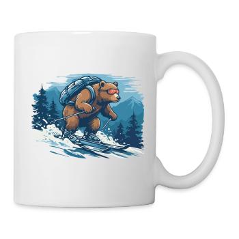 Bären-Skitour durch Bergwald - Tasse - Weiß - Rechts