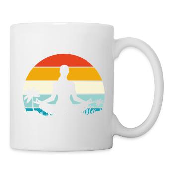 Yoga on the Beach Retro Meditation Design - Mug - white - Right