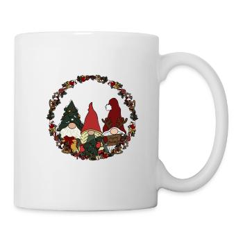 Gnome en couronne de Noël - Mug blanc - blanc - Droite