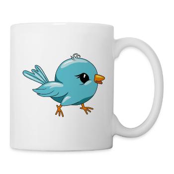 Oiseau bleu heureux mignon - Mug blanc - blanc - Droite