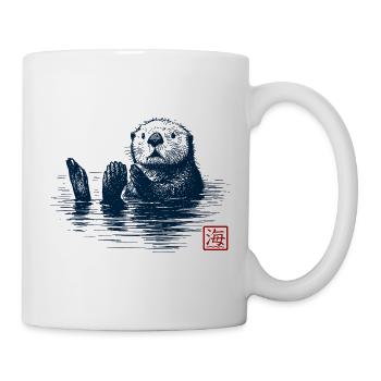 Sea Otter with Kanji Stamp - Mug - white - Right