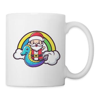 Seepferd Weihnachtsmann Weihnachten - Tasse - Weiß - Rechts