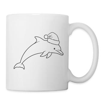 Christmas dolphin with Santa hat - Mug - white - Right
