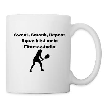 Sweat, Smash, Repeat – Squash is my GYM - Mug - white - Right