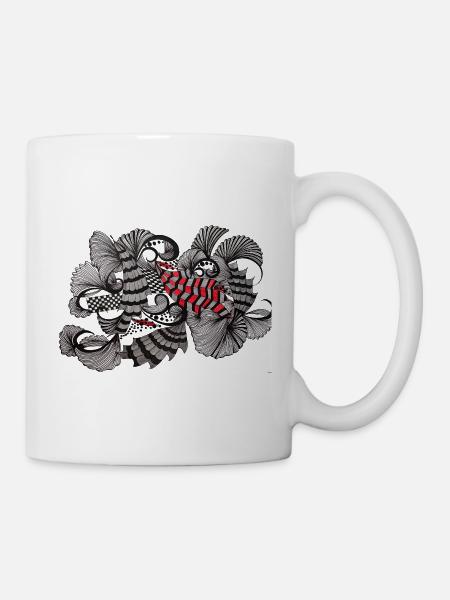 SchwarzWeiß Rot Muster - Tasse - Weiß