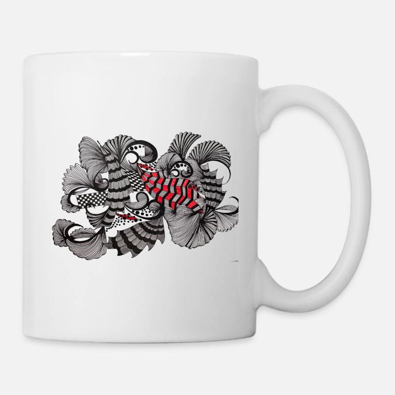 Black White Red Pattern - Mug - white