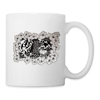 Black Flower Lines Pattern - Mug - white - Right