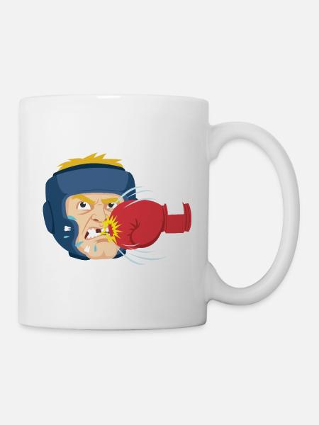 Cartoon Boxing Head Blow - Mug - white