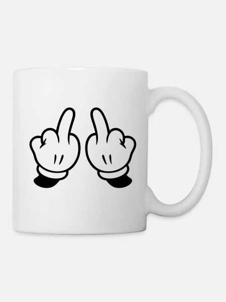Mittelfinger Hand Frech - Tasse - Weiß