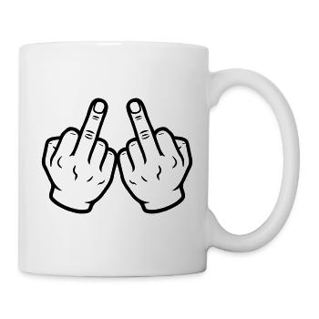 Hand Middle Finger Naughty - Mug - white - Right