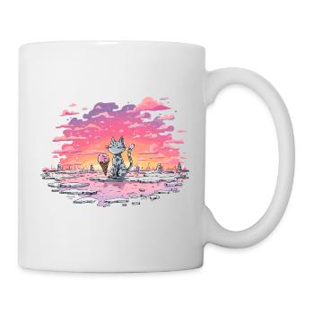 Katze mit Eis am Abendsee - Mug - white - Right