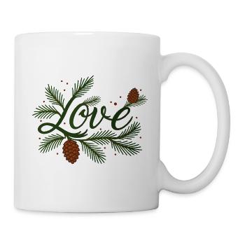Lettrage d’amour avec des branches de sapin hivernales - Mug blanc - blanc - Droite