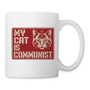 My Cat is Communist - Funny Cat PropagandaT-Shirt - Mug - white - Right