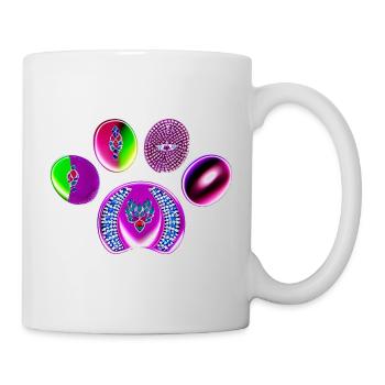 Neon Juwel Kreis Druck - Tasse - Weiß - Rechts