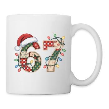 Lustige Xmas Zahl 67 mit Lichterkette - Tasse - Weiß - Rechts