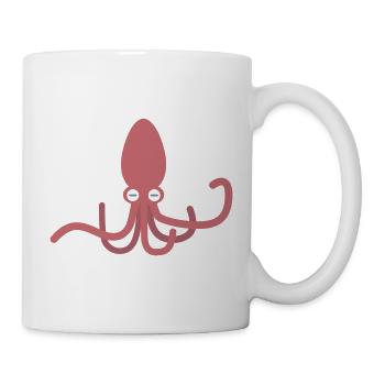 Pinker Tintenfisch – kawaii Cartoon Oktopus Design - Tasse - Weiß - Rechts