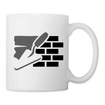 Logo Maurer Hausbau - Truelle, plâtre et briques - Mug blanc - blanc - Droite