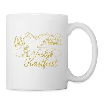 Paysage hivernal de Noël de Vrolijk Kerstfeest - Mug blanc - blanc - Droite