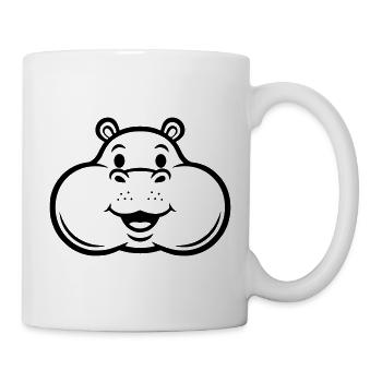 Laughing Hippo Head Face Comic Vector - Mug - white - Right