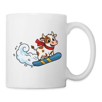 Snowboard Kuh Cartoon Lustige Winterkuh - Tasse - Weiß - Rechts