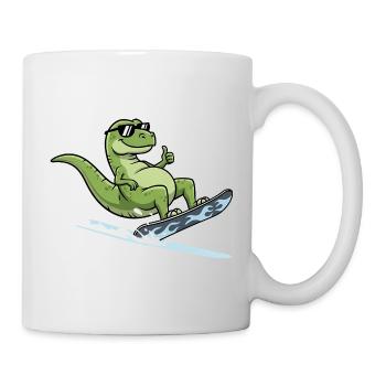 Cool dinosaur surfer with sunglasses - Mug - white - Right